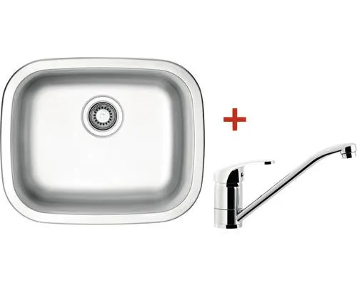Nerezový dřez s baterií Sinks NEPTUN 526 V+Pronto 432 x 526 mm NE526VPRCL