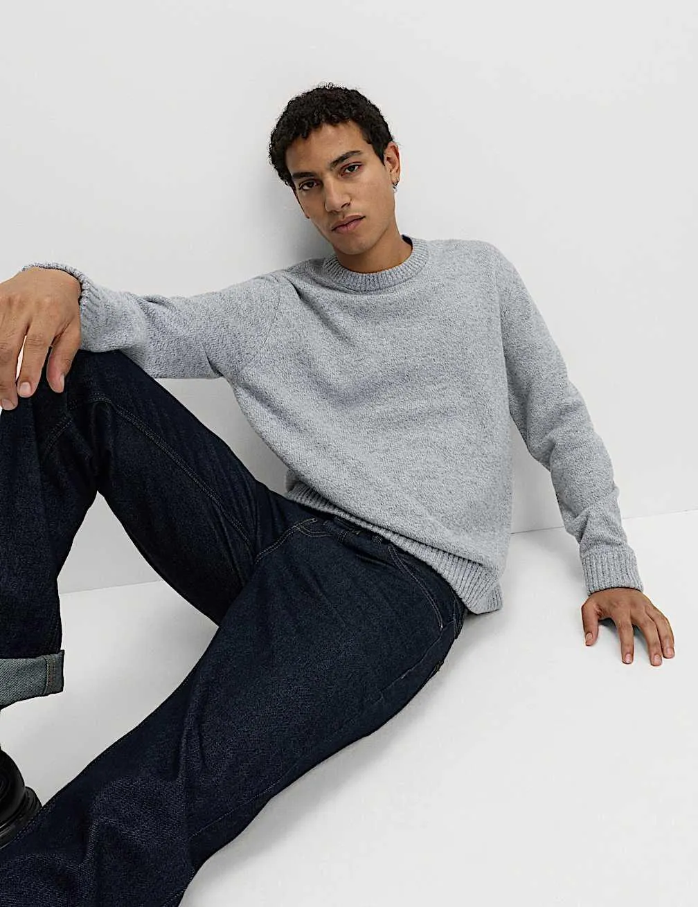 Lambswool Blend Chunky Crew Neck Jumper