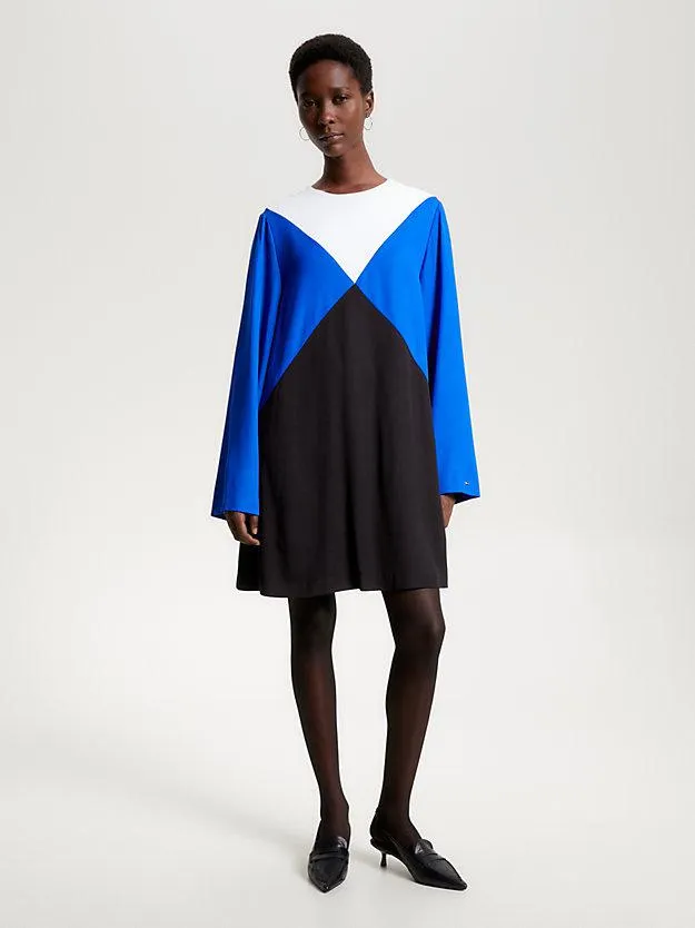 Argyle Colour-Blocked Fit And Flare Dress