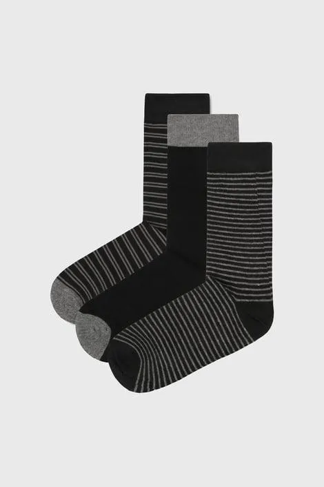 3 PACK vysokých bambusových ponožek MEN-A - černošedá