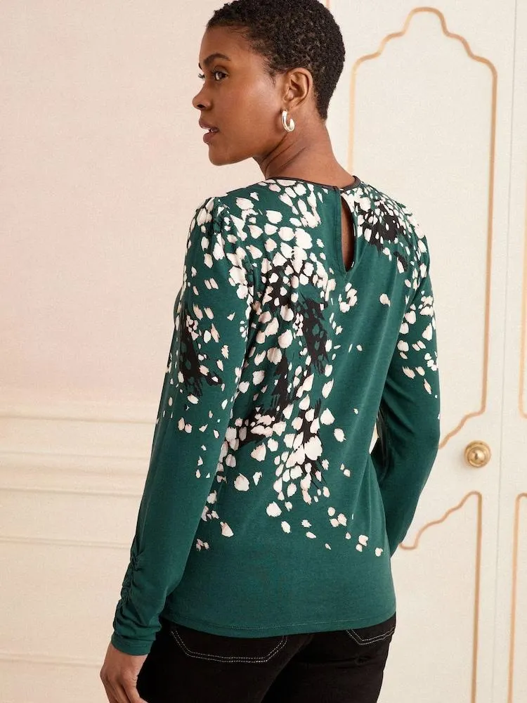 Tmavě modrozelená - Love & Roses Dlouhý rukáv Jersey Top