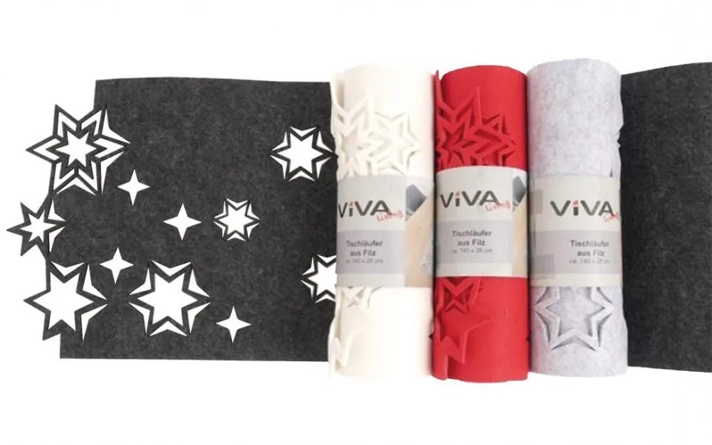 Dekorativní vyřezávaná štola Hvězdy 140x26 cm