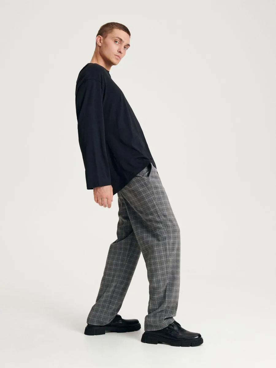 Kostkované kalhoty chino