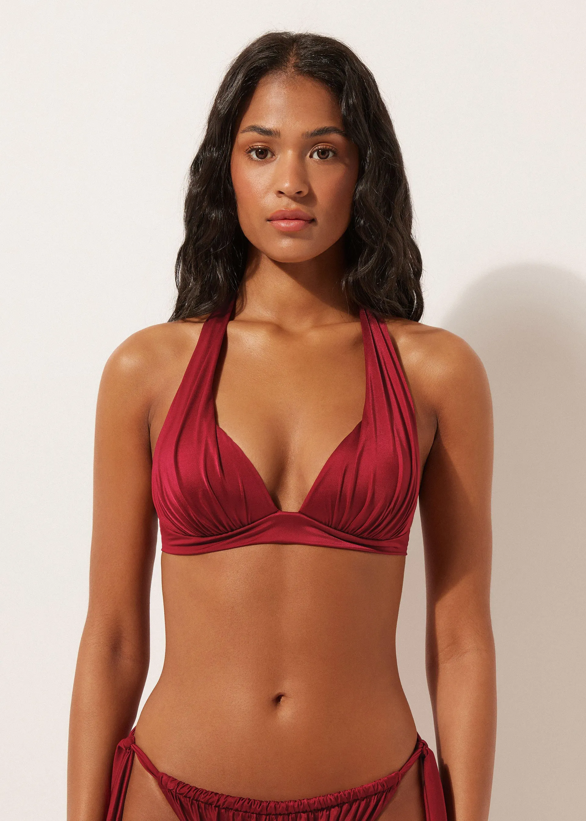 Trojúhelníková podprsenka s postupnou vycpávkou k plavkám Shiny Satin