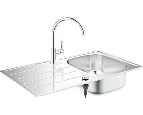 Nerezový dřez Vima s baterií Grohe Bau 500 x 860 mm 31562SD1