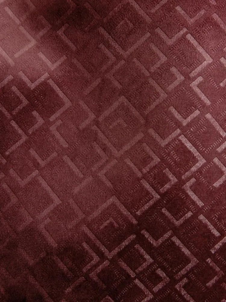 Vínová s geometrickým vzorem Červená - Slim Fit - Vzorovaný samet Blejzr