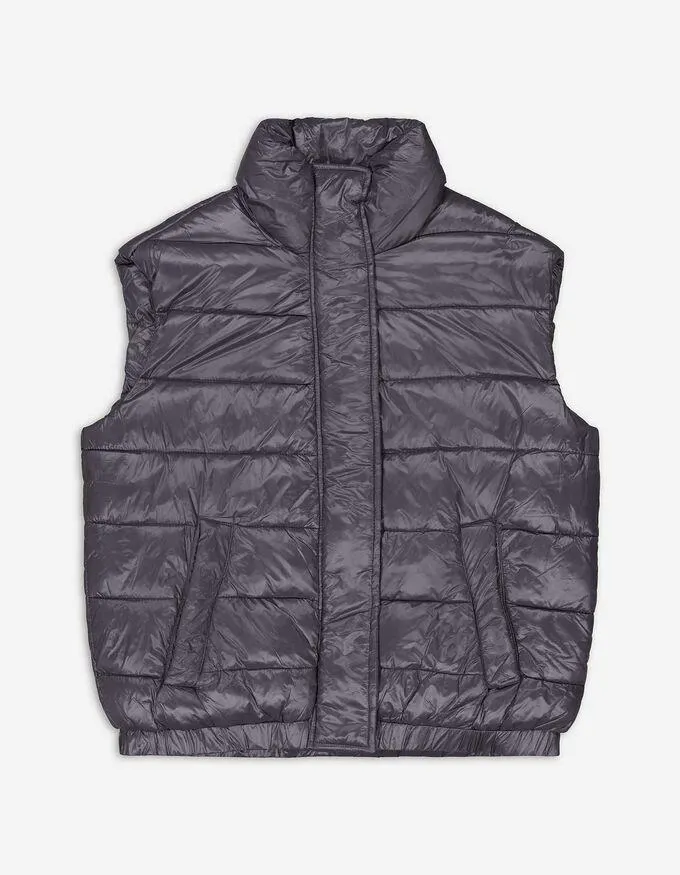 Prošívaná vesta - Relax Fit střih - tmave seda