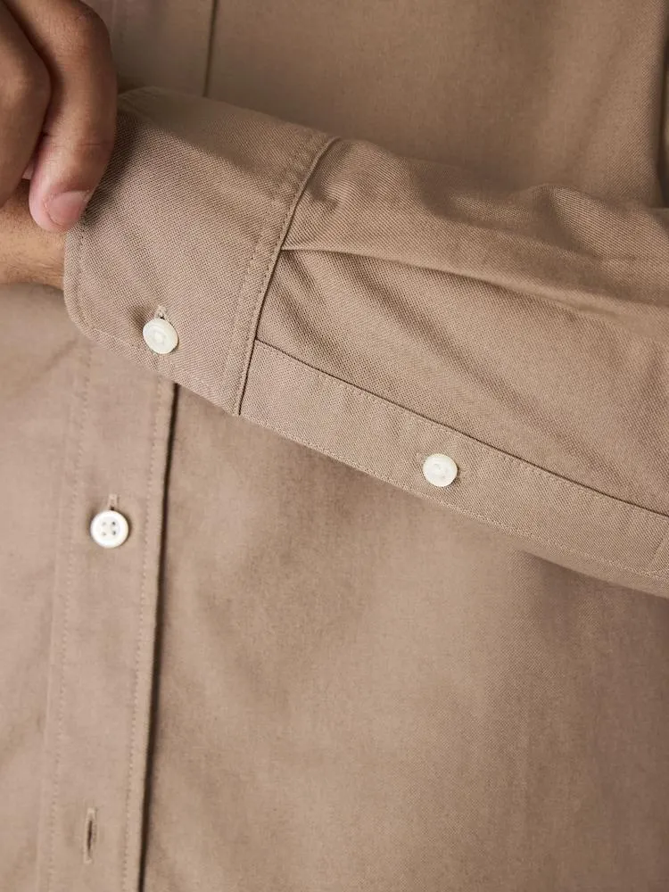 Přírodné šedohnědá - Klasicky padnoucí - Košile Oxford s dlouhými rukávy