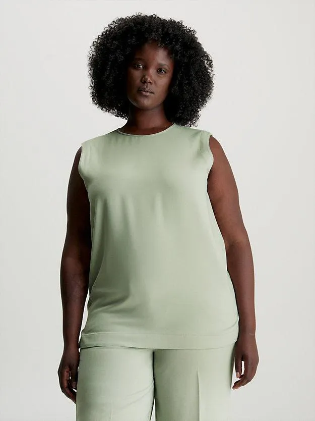 twill mouwloze top met structuur