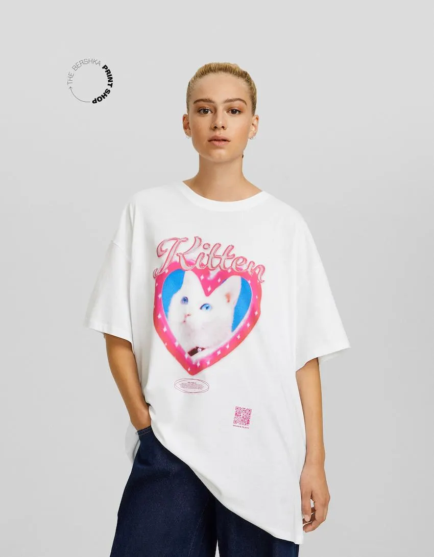 Tričko Bershka Wearable Art s krátkými rukávy a potiskem