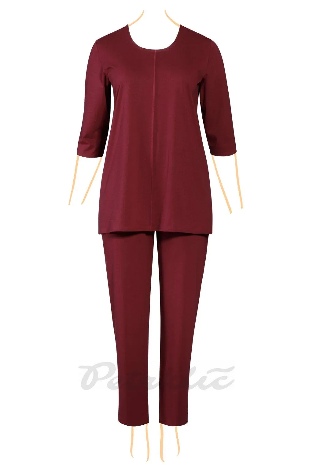 Domácí komplet halenka SIMON bordó + kalhoty bordó