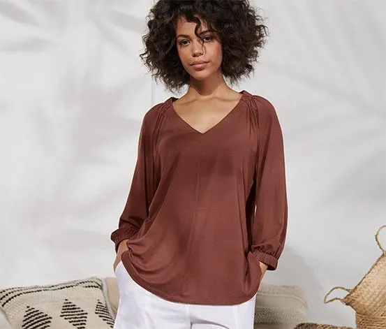 Tričko s nariasením, terakotové