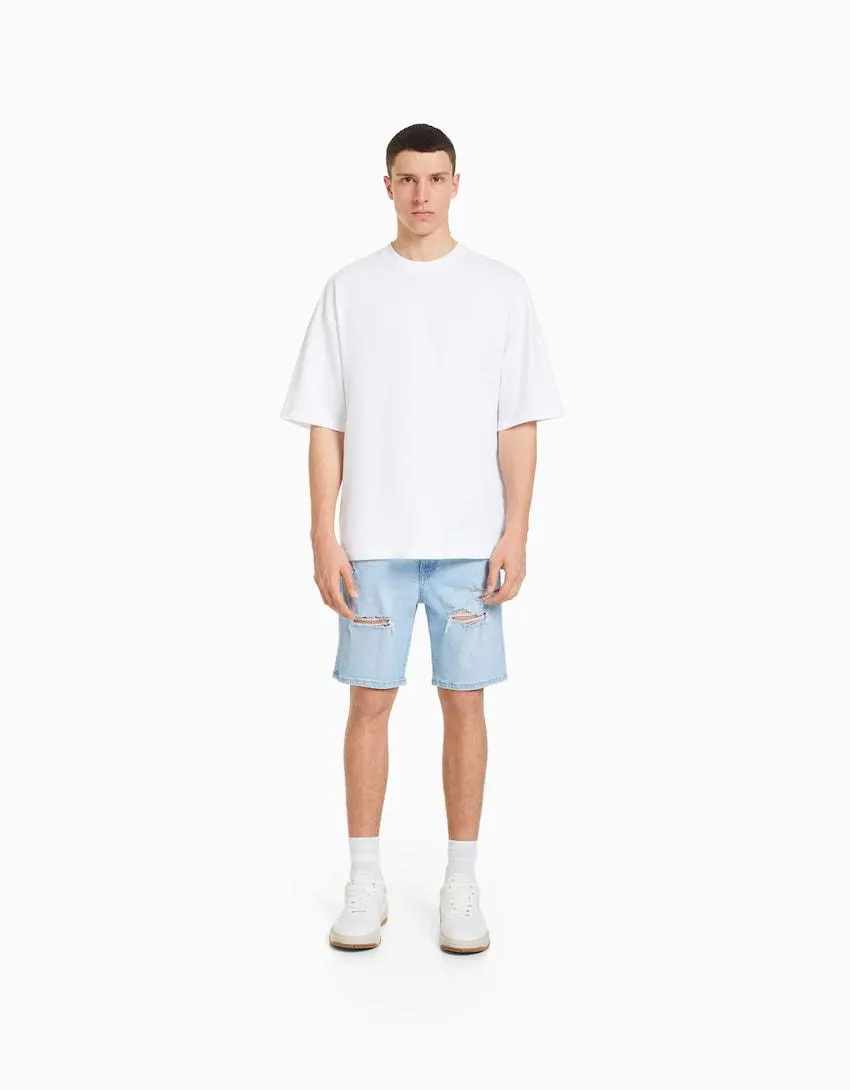 Džínové bermudy s roztržením