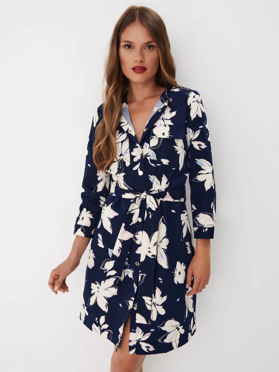 Košilové mini šaty s květinovým vzorem