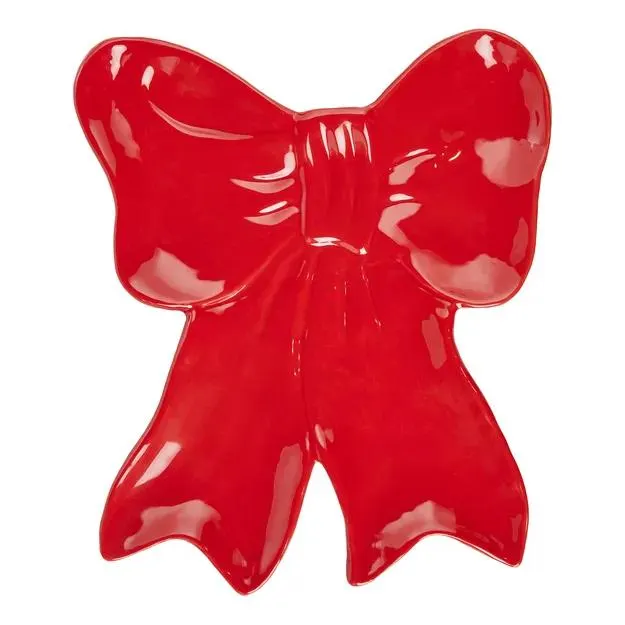 PRESENT Dekorační talíř mašle 30 cm - červená