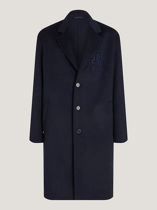 Oversized TH Monogram Single Breasted Wool Coat