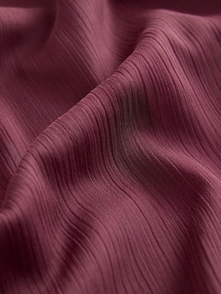 Vínově červená - Top s průhlednou vrstvou a malými rukávky