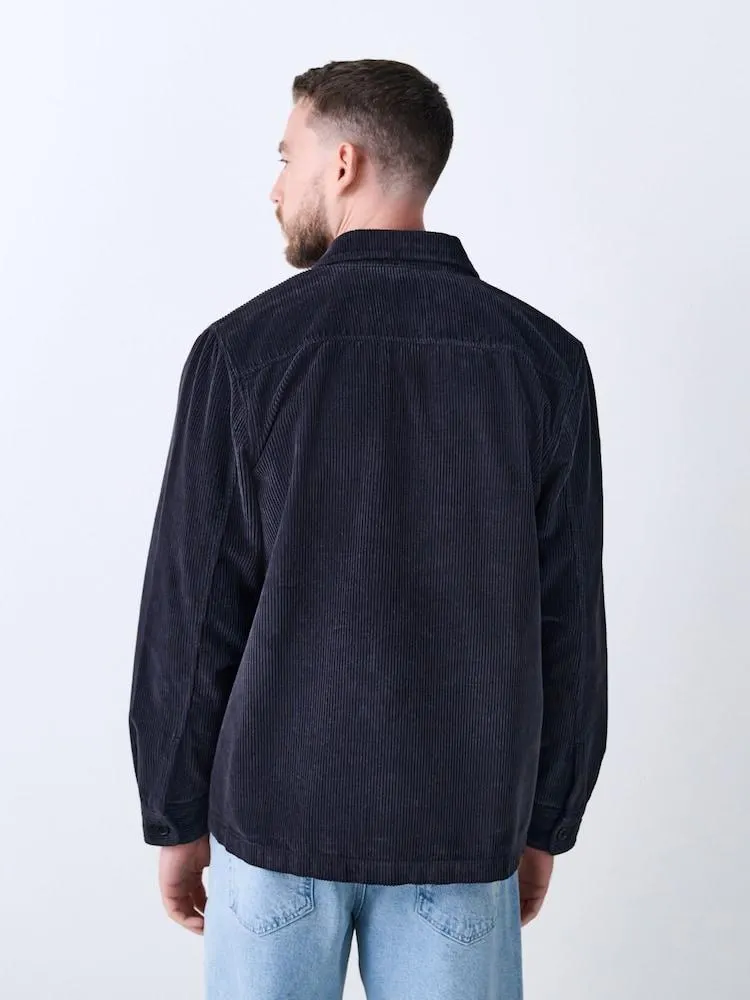 Černý - Manšestrová lehká bunda s jednou kapsou