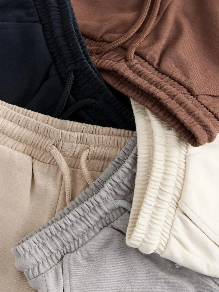 Čokoládově hnědá/černá/kamenná/šedá - Dresové šortky 3 balení (3měsíc-7roky)