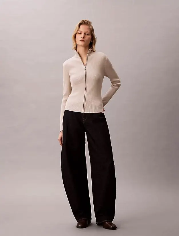 Sculpted Knit Zip Up Cardigan