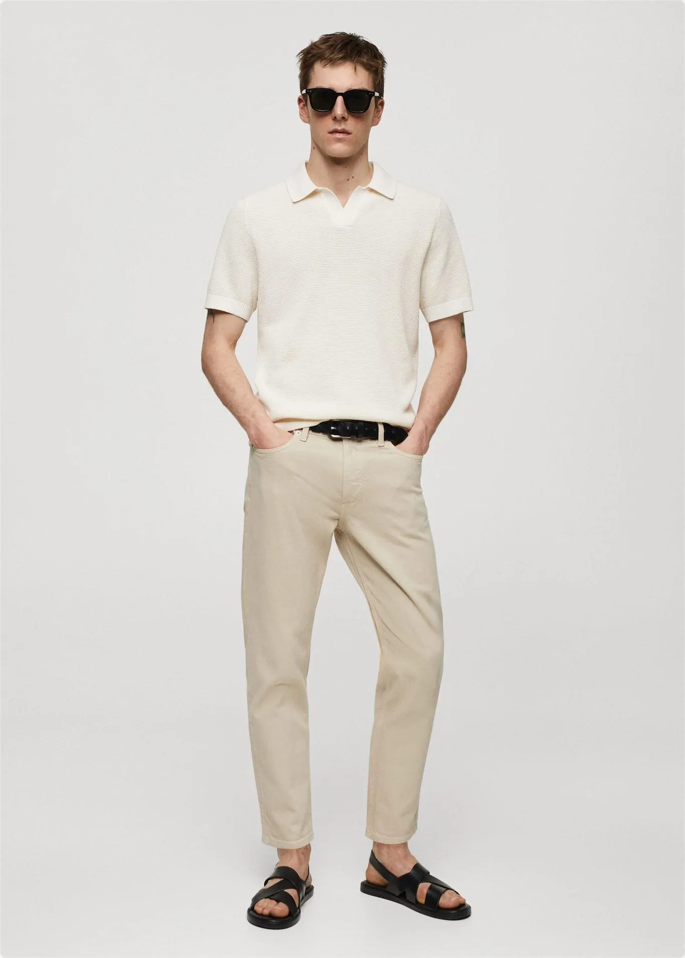 Structured knitted polo shirt