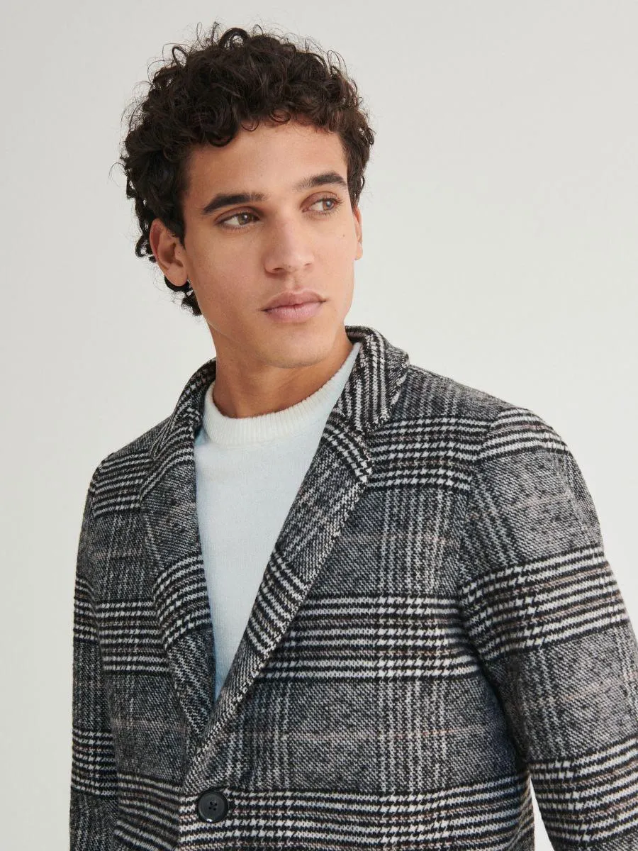 Palton în carouri din amestec de lână