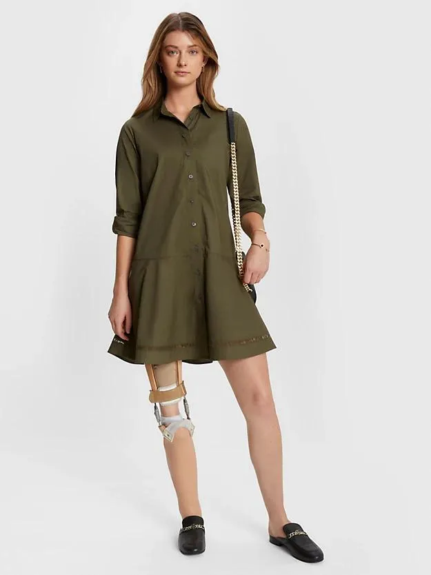 Adaptive Lace Logo Knee Length Shirt Dress