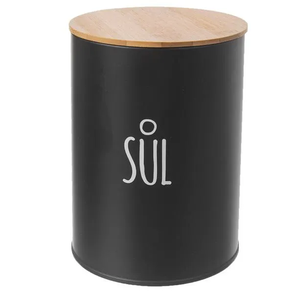 Dóza na sůl BLACK černá/bambus