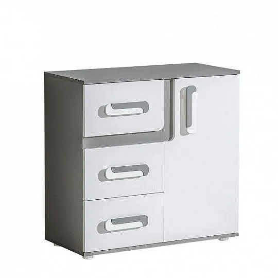 APALUCHA 8 komoda nízká, šedá/bílá