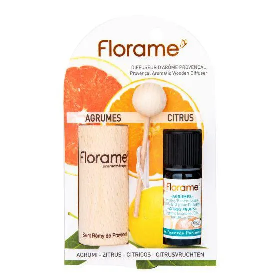 Difuzér provensálský dřevěný + éterický olej Citrusové plody 10 ml BIO FLORAME