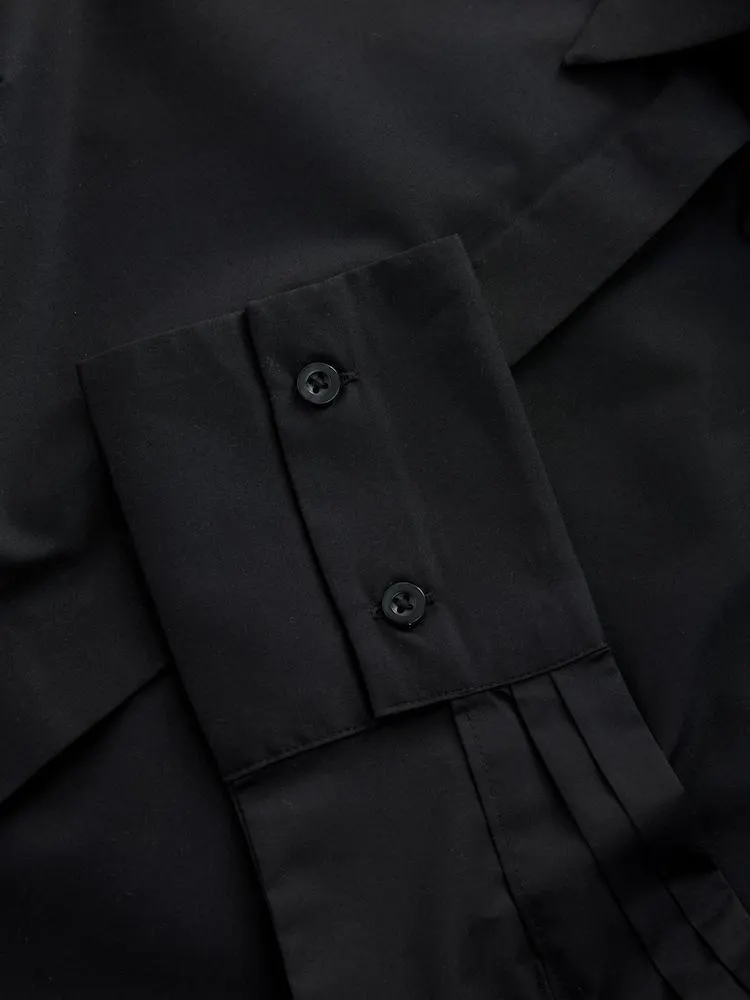 Černý - Padnoucí strečová košile Essential s dlouhým rukávem