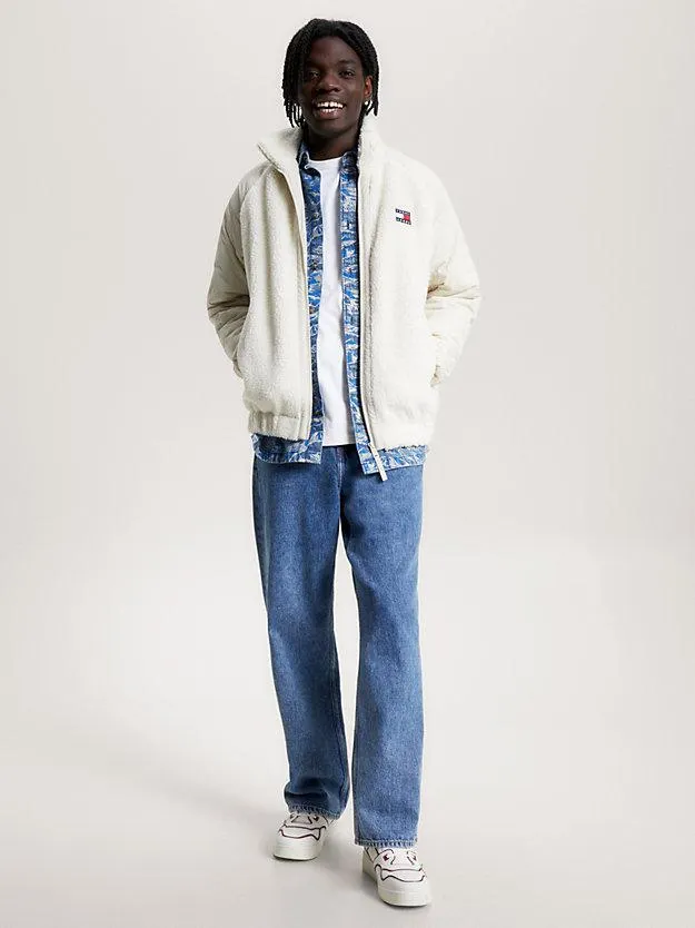 Mixed Media Relaxed Sherpa Jacket