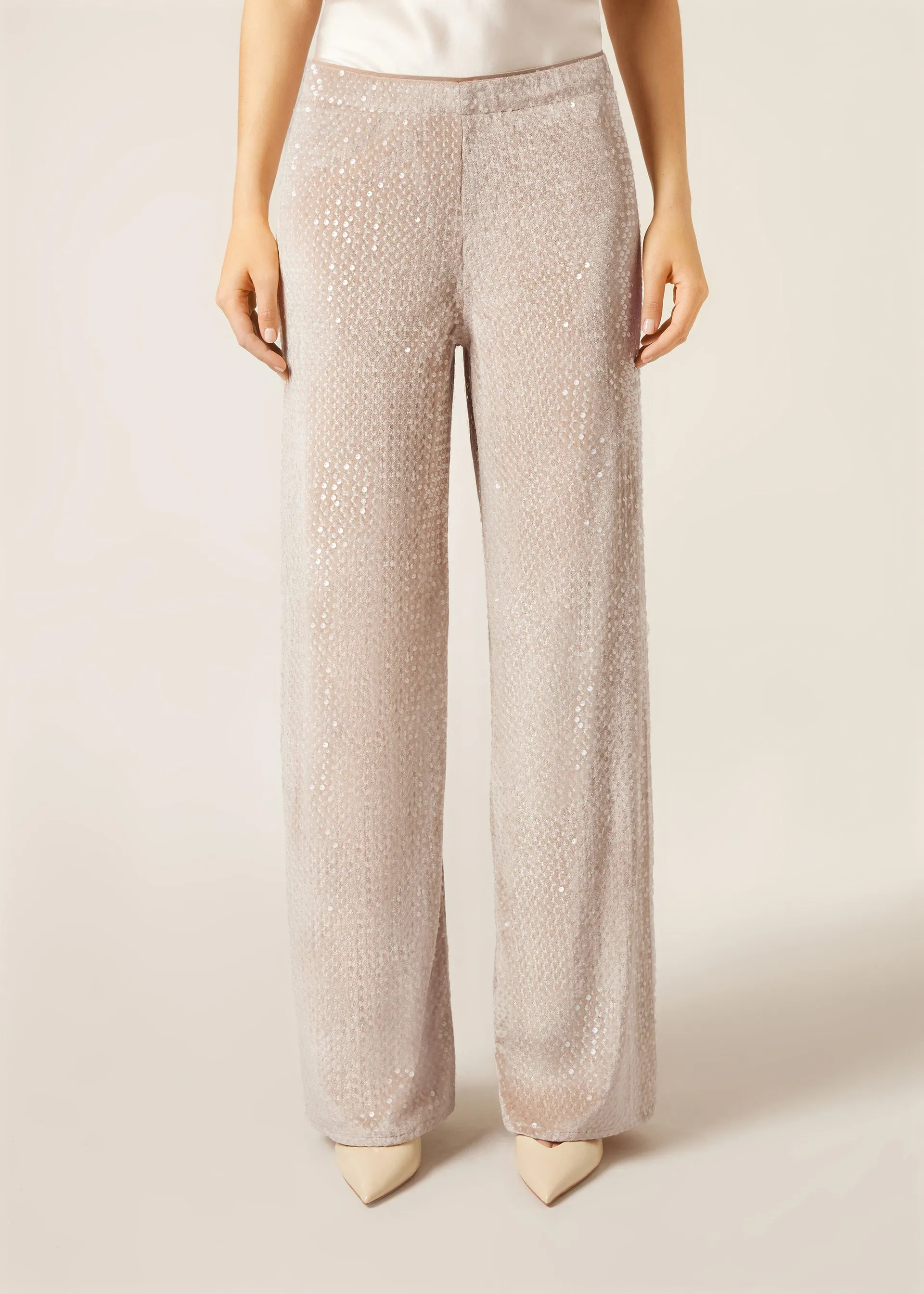 Široké sametové kalhoty s flitry