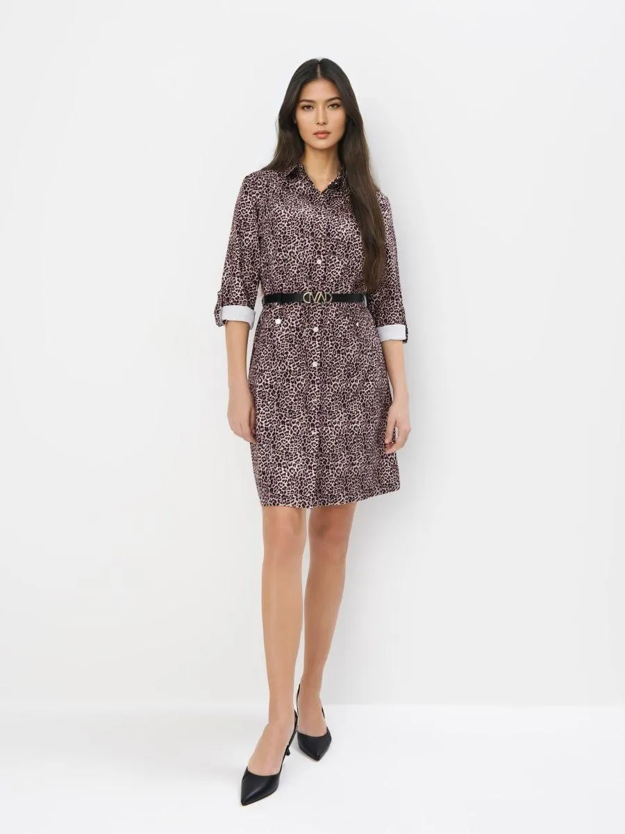 Košilové mini šaty s opaskem