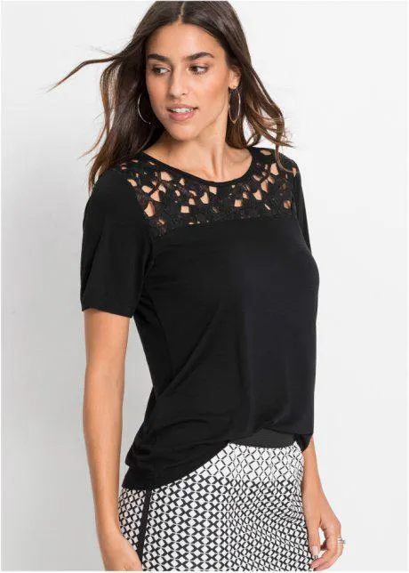 Tričko s krajkou, krátký rukáv