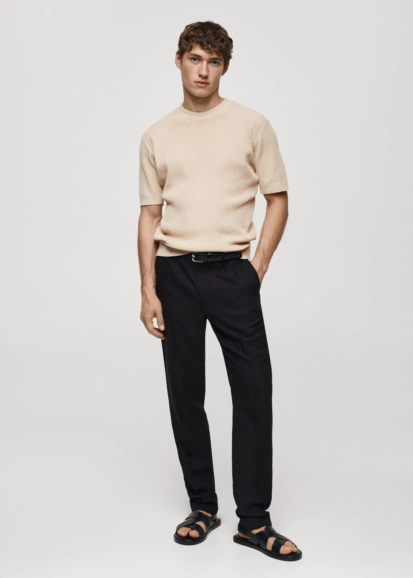 Bavlněné tričko v žebrovaném vzoru