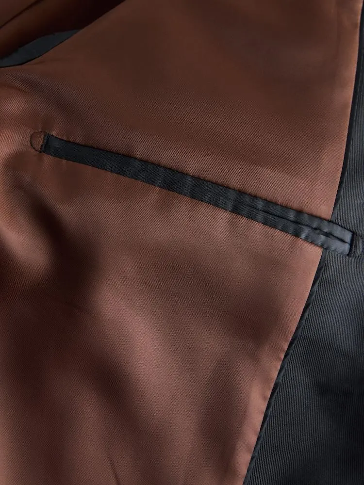 Hnědá - Žakárové smokingové sako střihu Slim Fit