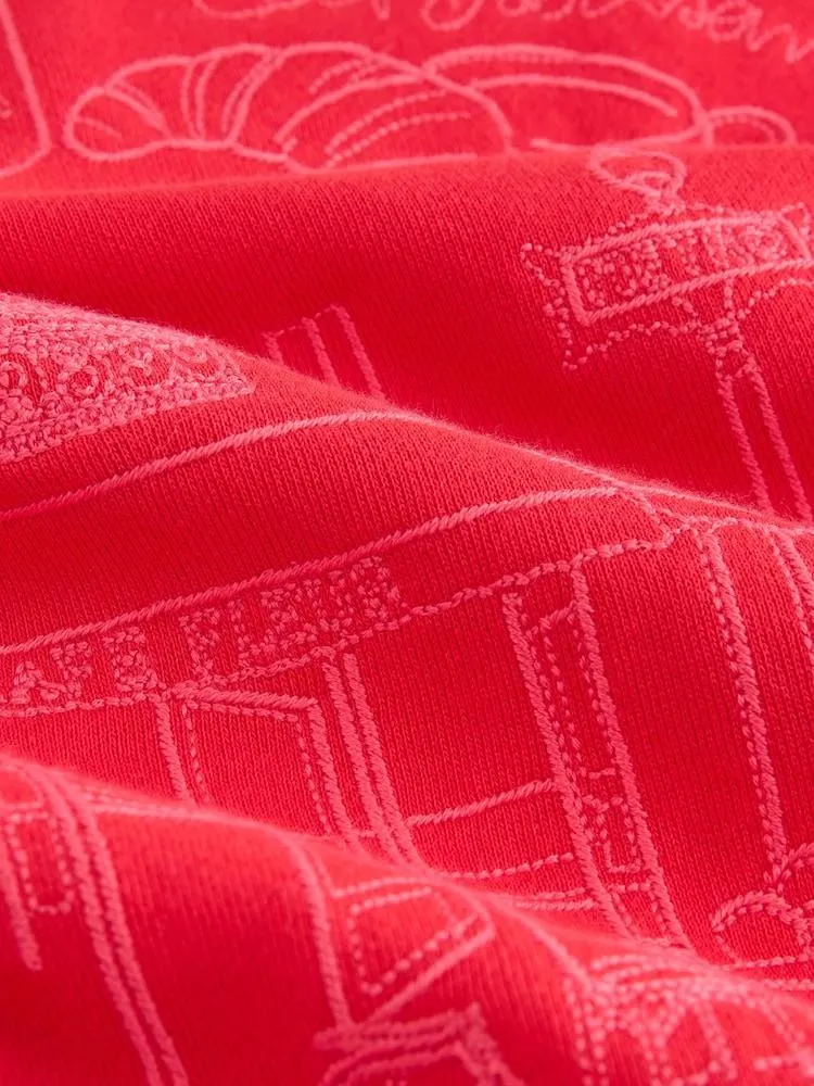 Červená - Vyšívaná mikina