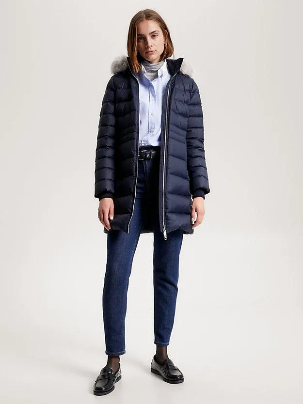 Down-Filled Faux Fur Hood Coat
