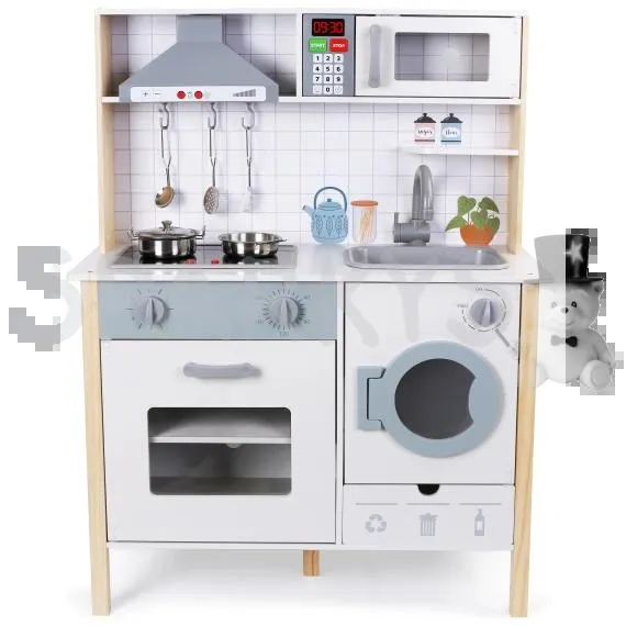 BABU - Dřevěná dětská kuchyňka s troubou a pračkou