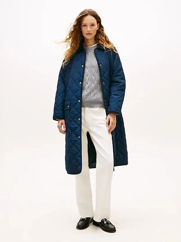 Flag Quilted Padded Oversized Longline Coat