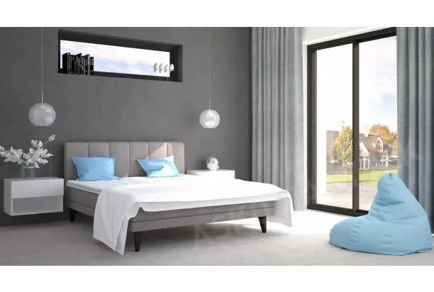 Postel Spring 180x200 cm, světle šedá látka