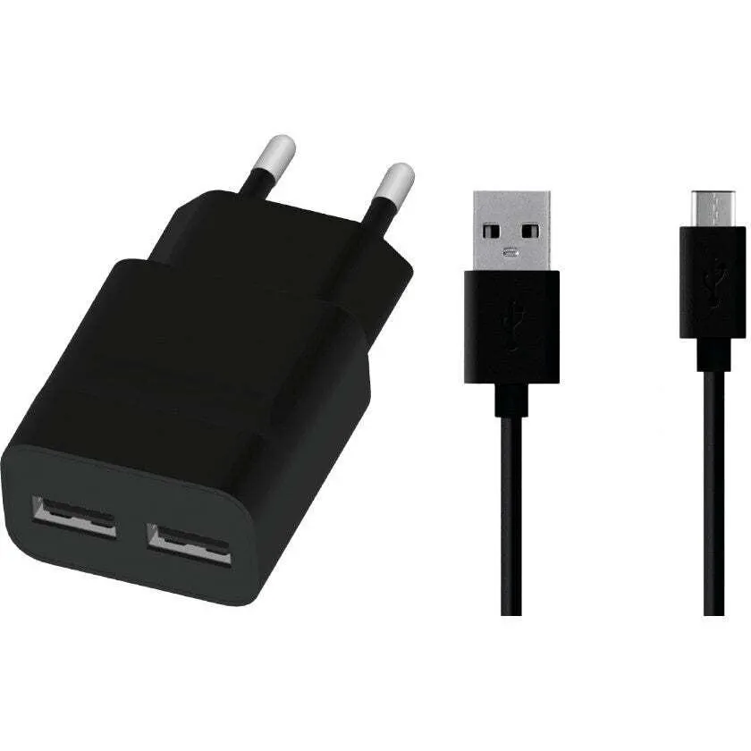 Nabíječka WG 2xUSB 2,4A + kabel USB-C, černá JEVÍ ZNÁMKY POUŽITÍ