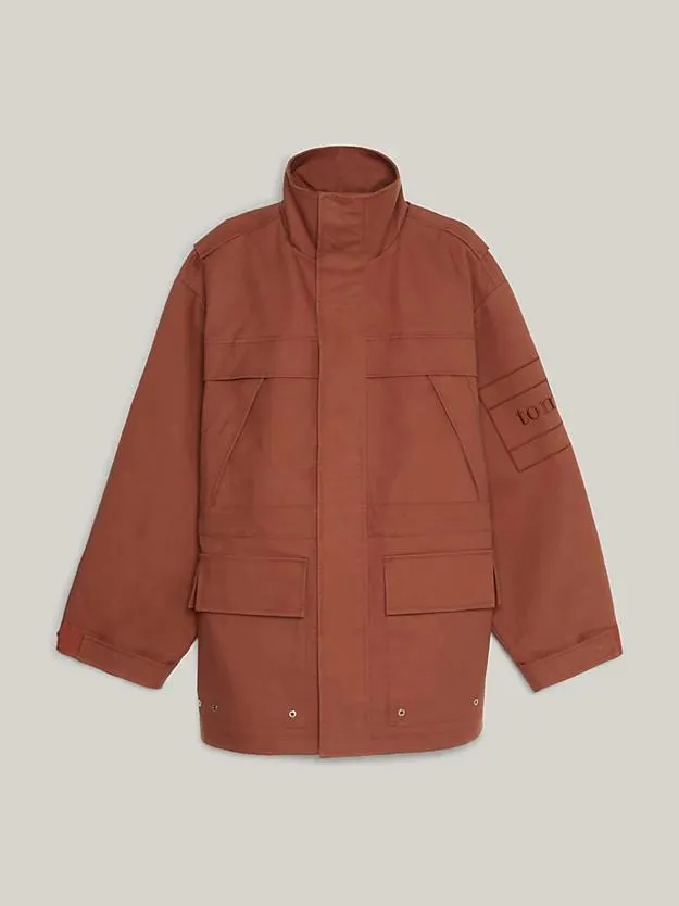 Funnel Neck Back Logo Field Jacket