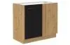 Dolní rohová kuchyňská skříňka Modena, 90 cm, dub artisan/černá