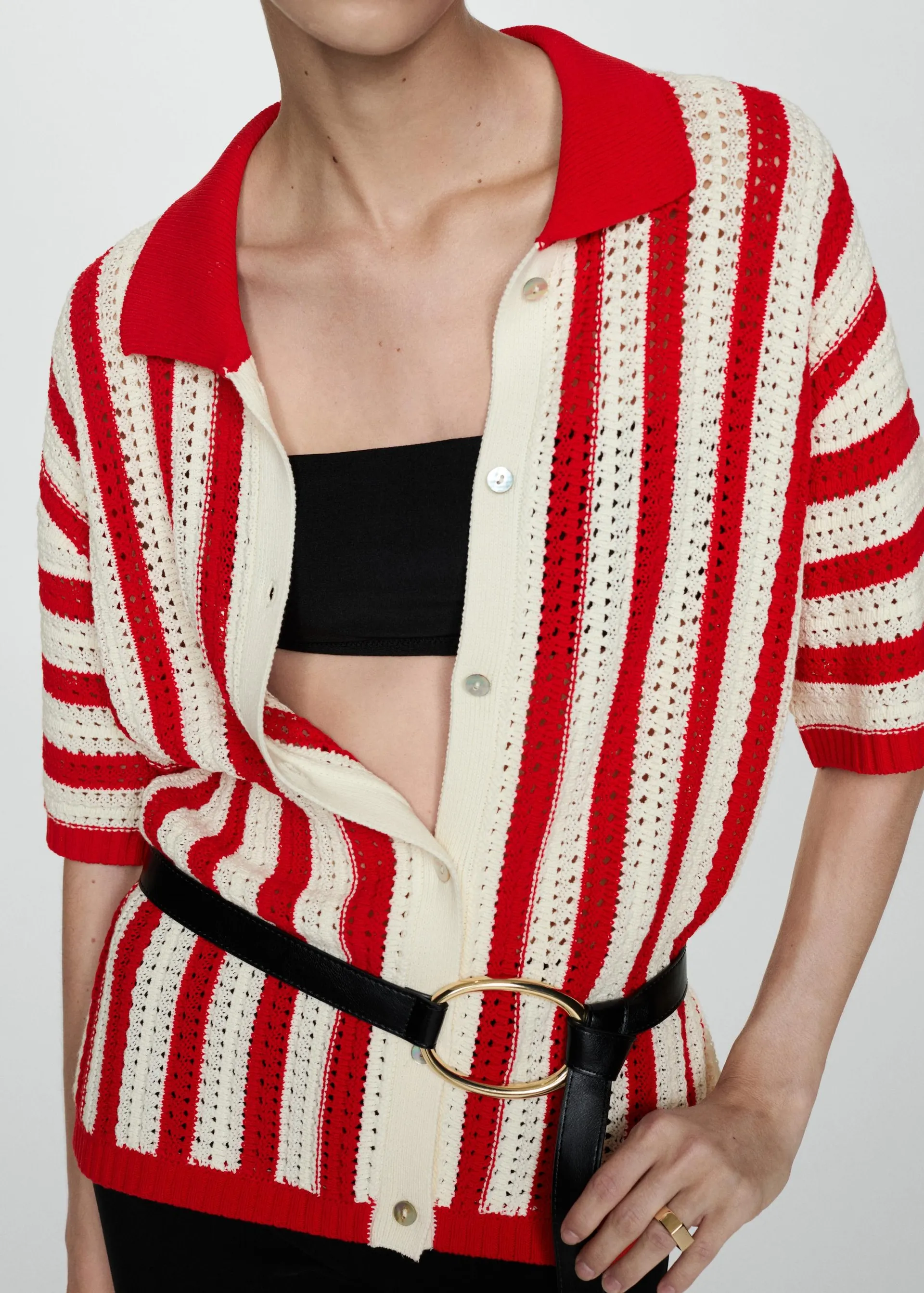 Striped openwork cardigan