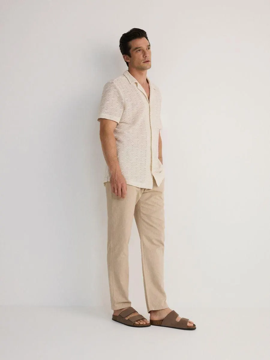 Kalhoty chino regular s příměsí lnu