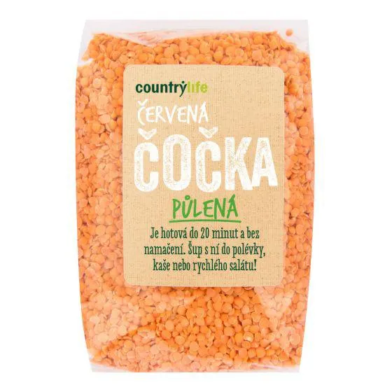 Čočka červená půlená loupaná 500 g COUNTRY LIFE
