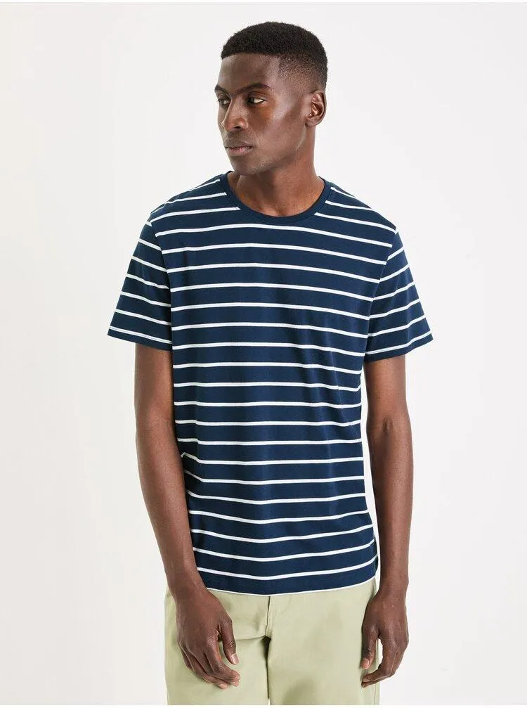 Tmavě modré pánské basic tričko Celio Gebaser