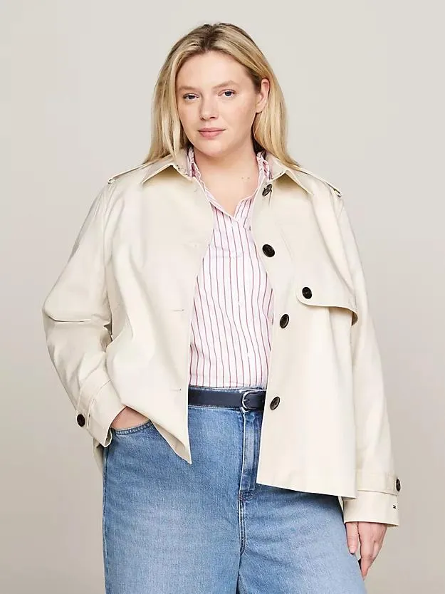 Curve Single Breasted Short Trench Coat